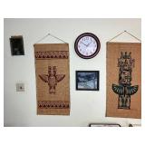 La Crosse Clock & Tribal Burlap Wall Hangings