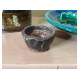 Royal Haeger USA 153 Green Glazed Leaf-Shaped Dish & Vintage Ceramic Pots