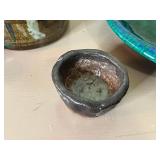 Royal Haeger USA 153 Green Glazed Leaf-Shaped Dish & Vintage Ceramic Pots