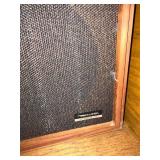 Pair of Vintage Wood Cabinet Speakers with Cloth Grille