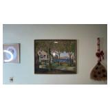 Seaside Village Landscape Painting - Vintage Baby Portrait - Decorative Straw Broom