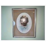 Seaside Village Landscape Painting - Vintage Baby Portrait - Decorative Straw Broom