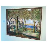 Seaside Village Landscape Painting - Vintage Baby Portrait - Decorative Straw Broom