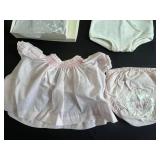 Christening Outfits - White Lace Gown, Pink Dress, Knit Romper, Bonnet