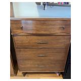 Wood Dresser with Top Drawers - Vintage Mid-Century Style w Assorted Linens