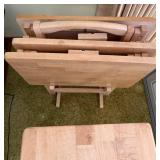 Set of Maple Butcher Block Folding TV Trays w Stand