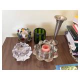 Decorative Glass Candle Holders & Books - Home Decor Lot