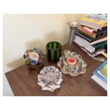 Decorative Glass Candle Holders & Books - Home Decor Lot