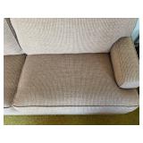 Beige Upholstered Sofa - Textured Fabric, 60W x 36D x 38H