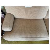 Beige Upholstered Sofa - Textured Fabric, 60W x 36D x 38H
