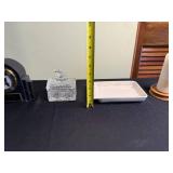 Mantel Clock World Time Dial - Crystal Inkwell - Ceramic Ash Tray - Pillar Candle