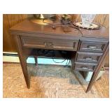 Wood Office Desk with 4-Drawer Pedestal & Upholstered Chair