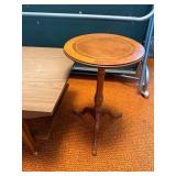 Wood Coffee Table & Round Pedestal Side Table - 15 in H x 48 in W x 20 in D