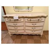 Dresser with Mirror - Cream Antique-Style, 49W x 33H x 17D, 10-Drawer