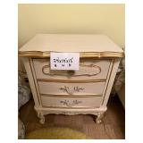 Nightstand - Vintage French Provincial Ivory & Gold Trim, 3-Drawer, 24x19x13