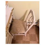 Vanity Desk with Hutch & Chair - Cream Finish, Ornate Gold Trim, 30x43x17 Inc Radio & Misc Contents