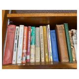 Assorted Vintage Books on Wooden Shelf - Hardcover & Paperback Collection - Bookcase not Inc