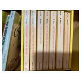 Assorted Vintage Books on Wooden Shelf - Hardcover & Paperback Collection - Bookcase not Inc