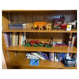 Vintage Toy Trains and Travel Guides Collection - Wooden Trains, Carriages, Books - Bookcase Not Inc