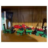 Vintage Toy Trains and Travel Guides Collection - Wooden Trains, Carriages, Books - Bookcase Not Inc
