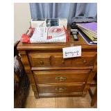 Oak Wood Dresser with Desk Console & Chair - 30 x 46 x 18 in (H x W x D) - contents not inc