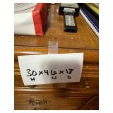 Oak Wood Dresser with Desk Console & Chair - 30 x 46 x 18 in (H x W x D) - contents not inc