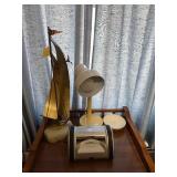 Data Destroyer Desktop Data Destruction Device with Vintage Lamp & Sailboat Sculpture