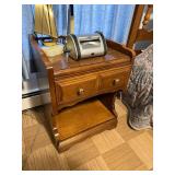 Vintage Wood Nightstand End Table - 2 Drawers, Lower Shelf Only - contents not inc