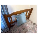 Twin-Size Wooden Bed Frame with Ornate Headboard & Footboard - Dark Wood - Mattress Not Inc