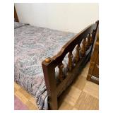 Twin-Size Wooden Bed Frame with Ornate Headboard & Footboard - Dark Wood - Mattress Not Inc