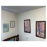 Robert Woods Forest Tree Prints - 2 Tall Vertical Frames & Serenity Prayer & Amen Cross-Stitch