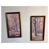 Robert Woods Forest Tree Prints - 2 Tall Vertical Frames & Serenity Prayer & Amen Cross-Stitch