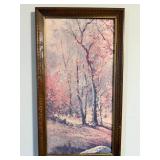 Robert Woods Forest Tree Prints - 2 Tall Vertical Frames & Serenity Prayer & Amen Cross-Stitch