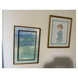 Robert Woods Forest Tree Prints - 2 Tall Vertical Frames & Serenity Prayer & Amen Cross-Stitch