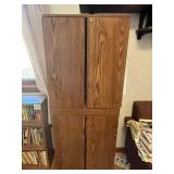 Oak Wood 4-Door Bookcase Cabinet with Locking Doors & Tons of Books Inc!