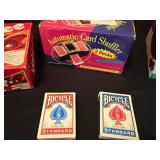 Solid Wood Bingo Set - Yahtzee Board Game - Card Shuffler (2 Decks) - Bicycle Cards (Standard)