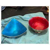Reed & Barton 241 Enamel Bowls - 2-Piece Set, Red & Blue