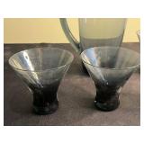 Blue Gradient Glass Pitcher with Six Goblets