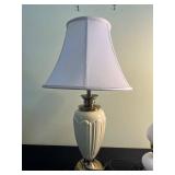 Vintage Table Lamps - Stiffel & Hobnail White Glass & Fluted Ceramic Base