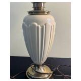 Vintage Table Lamps - Stiffel & Hobnail White Glass & Fluted Ceramic Base