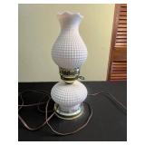 Vintage Table Lamps - Stiffel & Hobnail White Glass & Fluted Ceramic Base
