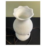 Vintage Table Lamps - Stiffel & Hobnail White Glass & Fluted Ceramic Base