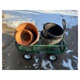 Grilla Carts Green Garden Wagon with 4 Wheels - Includes Orange Terracotta Pots & 2 Black Buckets