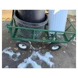 Grilla Carts Green Garden Wagon with 4 Wheels - Includes Orange Terracotta Pots & 2 Black Buckets