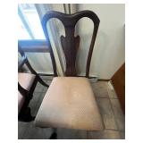 Dark Wood Dining Table Set with 6 Upholstered Chairs and Table Protectors