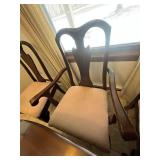 Dark Wood Dining Table Set with 6 Upholstered Chairs and Table Protectors