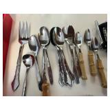 Flatware Set - Bone-Handled & Wood-Handle Silverware, Corkscrew & Glass Bowl