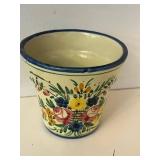 Glassware & Decor - Amber Textured Glasses, Blue Decanter, Clear Goblets, Vanro Floral Ceramic Pot