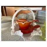 Fenton Compotes & Noritake Japan Dinnerware Set - Assorted Plates, Bowls & Cups with Floral Gold Trim