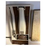 OSTER Designer Adjustable Height Can Opener/Knife Sharpener - GE Electric Slicing Knife - Core Cutting Board with Apple Tile